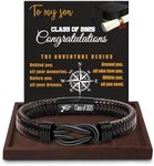 Btysun Master Degreen Graduation Gifts, Graduation Gifts Class of 2025 Gift for Him Leather Bracelet for Men Graduate Bracelet for Son Middle School Masters Degree College Jewelry Gift Set