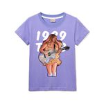 Kids Cotton T-Shirt Cloth Girl Boy Short Sleeve Girls Tee for 3-13 Years (Purple,7-8 Years,7 Years,8 Years)