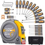 MulWark 26pc Strong Magnetic Tip Screwdriver Set & 26ft Tape Measure Tool