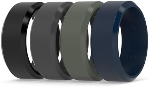 Enso Rings Bevel Classic Silicone Wedding Ring – Hypoallergenic Unisex Wedding Band – Comfortable Band for Active Lifestyle - Obsidian/Slate/Navy/Pine - 11