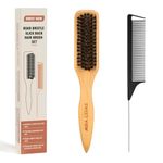 SWEET VIEW Boar Bristle Slick Back Hair Brush for Smooth Flyaways, Frizz, Sleek Ponytail, Buns and Edge Baby Hair, Teasing | Gel Comb Styling Accessories for Girls, Kids and Women