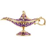 Gusnilo Vintage Aladdin Magic Lamp Genie Collector's Edition /Wedding Table Decoration,Collectable Rare Classic Arabian Props Aladdin Pot & Delicate Gift for Party/Birthday(Purple)