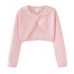 PythJooh Baby Girl Long Sleeve Bolero Shrug Cardigan Kids One-Button Knitted Bolero Sweatshirt Coats 1-9Years Pink