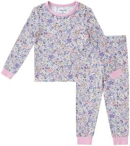 pureborn Kids Viscose from Bamboo Pajamas Set Girls Pjs Gray Bloom 6-7Y
