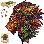 Wooden Jigsaw Puzzles for Adults XL 300 Piece (39x39cm) – Lion Wood Jigsaw Puzzle for Adults Presented in Gift Box by The Puzzled Tree