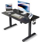 FEZIBO Height Adjustable Electric Standing Desk, 100 * 60cm Stand up Table, Sit Stand Home Office Desk with Splice Board, Black Frame/Black Top