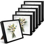 6 Pieces 8 x 8 Inches Shadow Box Frame Black Wood Shadow Boxes Display Cases, 1.2 Inch Interior Depth Shadow Box for Wall and Tabletop Display Ideal for Memorabilia, Pictures, Flowers, Medals, Tickets