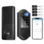 Narpult Smart Lock - Electronic Deadbolt Keypad - Keyless Entry Door Lock - Smart Door Locks for Front Door, Key Fob Bluetooth App Code Fingerprint 5-in-1 Smartlock, Matte Black