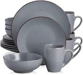 vancasso Moda Matte Dinnerware Set - 16 Pieces Dinner Set Grey Stoneware Crockery with 10.5in Dinner Plate, 8in Dessert Plate, 900ml Bowl and 360ml Mug, Service for 4