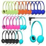 GEEKRIA 24 Pack Wired Headphones for Classroom Adjustable On-Ear Headphones, Kids Headphones Wired Wholesale Children On-Ear Headset for Schools, Student, Libraries, Computer Lab, Testing Centers