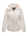 BELLIVERA Women Faux Fur Fleece Fuzzy Jacket Winter Warm Short Sherpa fluffy Coat with Hood, Beige, M
