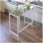 Yamazen RPSST-8040C(WH) Table, Kitchen Counter, Foldable, Easy Assembly (Stainless Steel Top Plate, Heat Resistant Temperature: 48°F (200°C), Width 31.5 x Depth 15.7 x Height 33.5 inches (80 x 40 x 85