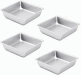 Flunyina 4" Sqaure Cake Pans Bakeware Cake Molds Set of 4 Carbon Steel Square Baking Lasagna Brownie Pan for Baking Meal Prep Storage Transporting Food