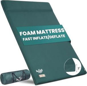 hazli ComfortMax Self Inflating Foam Camping Mattress with Pillow and Pump - Comfortable Roll Up Mattress Air Bed - Adults Floor or Cot Sleeping Pad - Portable Camp BedRoll Sleep Mat (78" x 52" x 3")