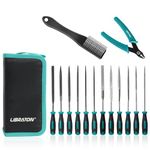Libraton Needle File Set, Mini File 14PCS, Needle Jewelry Files, 6 Diamond Files, 6 Carbon Steel Files with Wire Cutter, Brush, Carrying Bag, File Tools for Woodworking, Metalworking, Model, Hobby