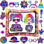 LMSHOWOWO Neon Party Decorations, 25PCS Neon Photo Booth Props, Inflatable Photo Booth Frame, Glow Party Inflatable Selfie Frame, Fun Selfie Props, for Neon Party Accessories Birthday Wedding Carnival