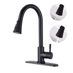 TEKXDD Stainless Steel Kitchen Faucet with Pull Out Sprayer, 360° High Arc Kitchen Sink Faucet, Swivel Pull Down Kitchen Tap with Deck Plate for 1 or 3 Hole