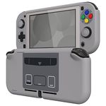 eXtremeRate PlayVital SFC SNES Classic EU Style Protective Grip Case for Nintendo Switch Lite, Hard Cover for Nintendo Switch Lite - Screen Protector & Thumb Grips & Buttons Caps Stickers Included