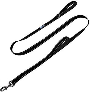 Max and Neo Double Handle Traffic Dog Leash Reflective - We Donate a Leash to a Dog Rescue for Every Leash Sold (Black, 6 FT)