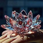 Value for Money Products Crystal Lotus Flower Bouquet Large Size Craft Home Decoration Birthday Wedding Gift Crystal Glass Red