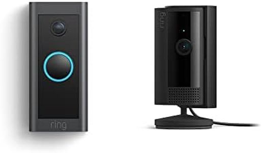 All-new Ring Indoor Cam, Black with Ring Video Doorbell Wired