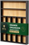 ROYAL CRAFT WOOD Luxury Bamboo Kitchen Drawer Organizer - Silverware Organizer - Utensil Holder and Cutlery Tray with Grooved Drawer Dividers for Flatware and Kitchen Utensils (7 Slot)