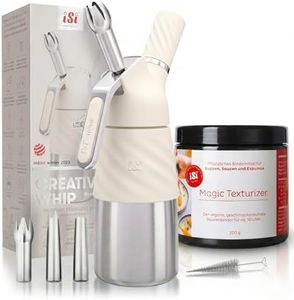 ISI Creative Whip Premium Sahnespender 250ml, Ivory White, aus Edelstahl, inkl. 3 Edelstahltüllen & Magic Texturizer, Sahnespender für Sahne, Dessert & Herzhaftes, Spülmaschinenfest