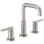 Delta Faucet Nicoli Widespread Bathroom Faucet 3 Hole, Brushed Nickel Bathroom Faucet 3 Hole, 2 Handle Bathroom Faucet, Bathroom Sink Faucet, Drain Assembly, Stainless 35849LF-SS