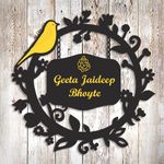 Dzire Gifts Wooden Personalised Home Decor Name Plate, Home Nest with golden bird, Elegant Name Plate, Wooden base with Golden mirror finished letters (12" x 12")