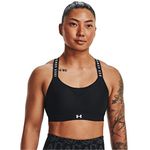 Under Armour Womens Infinity High Impact Sports Bra, Black (001)/White, Medium