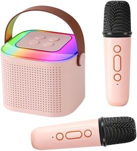Kidara Sing Square Karaoke Speaker with Bluetooth 2 Mics Kids Singing Dynamic Lights | USB-C Rechargeable Wireless Portable | Ages 3 4 5 6 7 8 9+ Girl Boy Kids Toddler (Multicolor) (Square Dual Mic)
