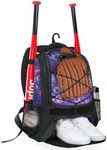 Goloni Youth Baseball Bag,Softball Bag with Shoes Compartment,Baseball Backpack with Fence Hook for TBall Bat & Equipment