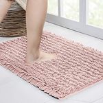 Walensee Bathroom Rug Non Slip Bath Mat (24x17 Inch Dusty Pink) Water Absorbent Super Soft Shaggy Chenille Machine Washable Dry Extra Thick Perfect Absorbant Best Small Plush Carpet for Shower Floor