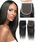 Mike & Mary® Top 7A Virgin Brazilian Hair 8" Top Lace Closure Piece Straight Size 4x4 Natural Color Free Part Closure (8inch)