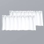 Mrs.Naturall White Valances for Bedroom Windows,Semi Blackout Valance Curtains for RV Campers,16 Inch Length