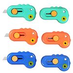 6 Pieces Mini Box Cutter Retractable Utility Knife Letter Opener Paper Envelope Portable Cutter with Hole for Home Office and DIY Project, Cute Dinosaur Shape