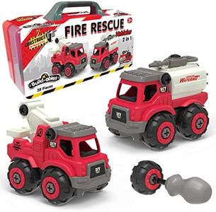 Construct IT Buildables 2-in-1 Fire Rescue Set - 38 Pieces Fire Rescue Vehicle Construction Set - STEM Toys for 3+ Year Old - Fire Engine Construction Toys - Build Your Own Fire Rescue Vehicle