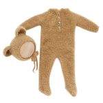 Petyoung Newborn Photography Props Outfits with Footed Romper Bear Ear Hat for Baby Boys and Girls, Baby Photo Props