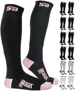 SB SOX Merino Wool Ski Socks for Men & Women (2 Pairs) - Warm Thermal Socks for All-Day Winter Wear (Black/Pink, Medium)
