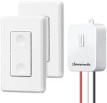 DEWENWILS 3 Way Wireless Light Switch and Receiver Kit, 15A/1800W, Remote Light Switch, Wall Switch Lighting Fixture for Ceiling Lights, Fans, Lamps,100FT RF Range, Pre-Programmed