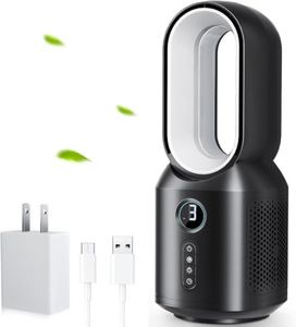 let'me Desk Fan, Small Bladeless Table Fan, Small Fan with 3 Speeds and Night Light, Quiet Desk Fan for Personal, Bedroom, Office, Nightstand