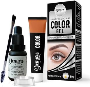 Demure Color Gel Eyebrow and Eyelash Tint 30g, Professional Formula Eyebrow and Eyelash Dye Kit with Keratin Complex (1.0 Black)