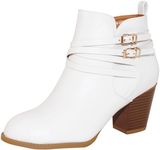 TRENDSUP Collection Women Fashion Booties (White PU, US Footwear Size System, Adult, Women, Numeric, Medium, 9)