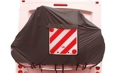 Motorhome/Caravan 2 Bike Cover STANDARD For Rear Vehicle Wall Mounted Style Bike Racks (Grey With Clear Pocket)