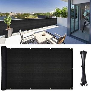 DearHouse Balcony Privacy Screen Cover, 3.5ft x17ft Fence Windscreen for Porch Deck, Outdoor, Backyard, Patio, Balcony to Cover Sun Shade, UV-Proof, Weather-Resistant, Includes 35 pc Black Cable Ties