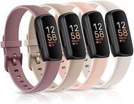 4 Pack Bands Compatible with Fitbit Inspire 3 Bands for Women Men, Sport Silicone Adjustable Replacement Straps for Fitbit Inspire 3 Fitness Tracke (.Milk Tea/Smoke Purple/Pink Sand/Starlight)