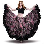 ROYAL SMEELA Belly Dance Skirt Flamenco Skirt Tribal Style Voile Maxi Skirts Big Swing Skirt Belly Dance Costume 360/720 Degree Belly Dancing Skirts Ballroom Dance Skirt for Women Gypsy Skirt