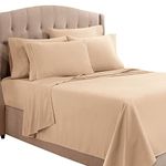 Clara Clark Premier 1800 Collection 6pc Bed Sheet Set with Extra Pillowcases - King, Taupe Sand