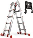 Soctone Ladder, A Frame 5 Step Ladder Extension Ladder, 17 Ft Muti Position Ladder & Removable Tool Tray with Stabilizer Bar, 330 lbs Weight Rating Telescoping Ladder for Household or Outdoor Work