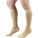 Truform Short Length 20-30 mmHg Compression Stockings for Men and Women, Reduced Length, Beige (Closed Toe), Medium